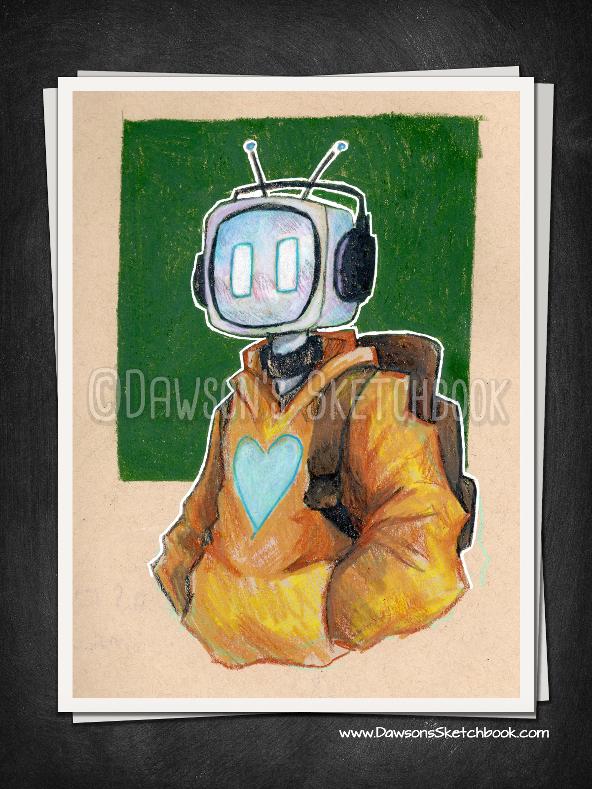 Heart w/ Green Square - Original Character (Print)